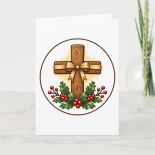 Rust Kruis Kerst Ornament van Hout Kaart