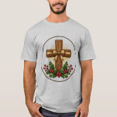 Rust Kruis Kerst Ornament van Hout T-shirt (Voorkant)
