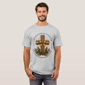 Rust Kruis Kerst Ornament van Hout T-shirt (Voorkant volledig)