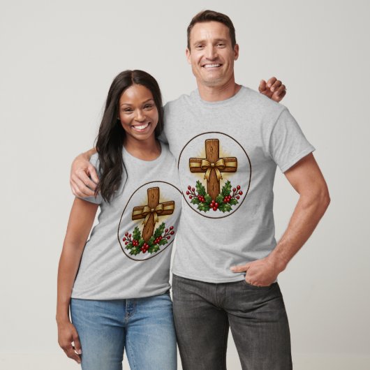 Rust Kruis Kerst Ornament van Hout T-shirt (Unisex)