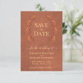 Rust Laurel Leaves Elegant Terracotta Wedding Save The Date (Staand voorkant)