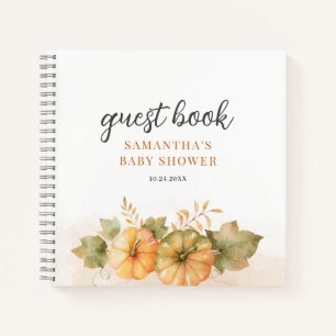Rust Leaves Pumpkin Baby shower Guest Book Notitieboek