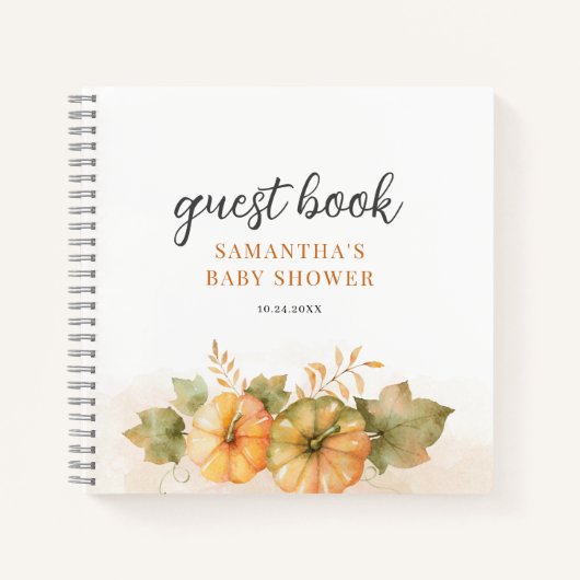 Rust Leaves Pumpkin Baby shower Guest Book Notitieboek (Voorkant)