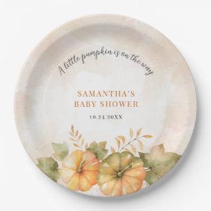 Rust Leaves Pumpkin Herfst Girls Baby shower Papieren Bordje