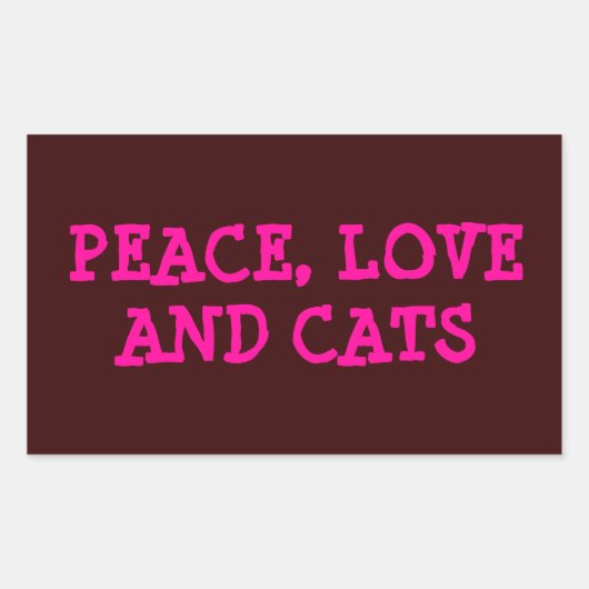 RUST, LIEFDE EN KATTEN, RECHTHOEKIGE STICKER (Voorkant)