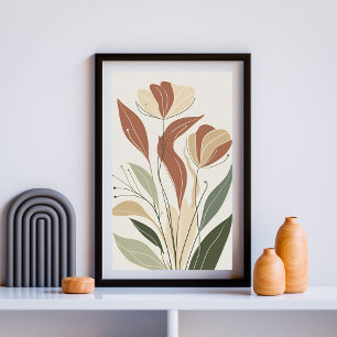 Rust Meadow Whisper I – Minimalistische Botanische Poster