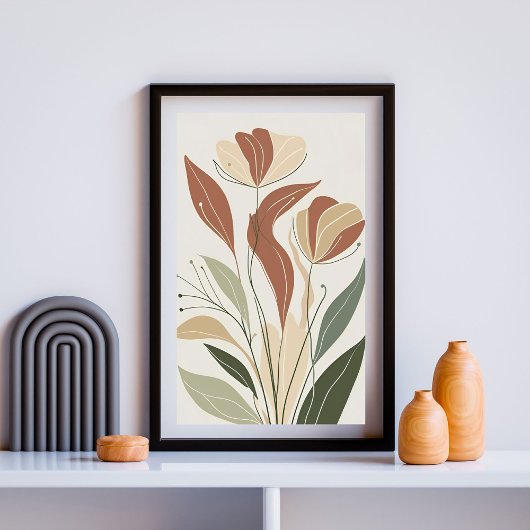Rust Meadow Whisper I – Minimalistische Botanische Poster