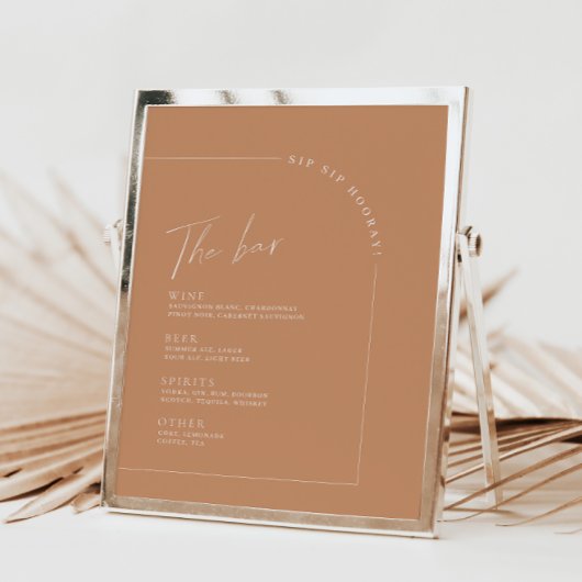Rust Minimalist Calligraphy Wedding Bar Menu