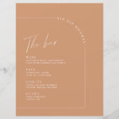 Rust Minimalist Calligraphy Wedding Bar Menu (Voorkant)