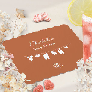 Rust minimalistisch Boho Genderneutraal Baby showe Kartonnen Onderzetters