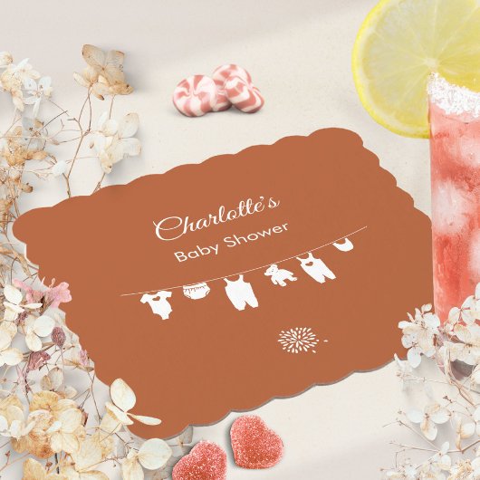 Rust minimalistisch Boho Genderneutraal Baby showe Kartonnen Onderzetters