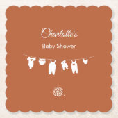 Rust minimalistisch Boho Genderneutraal Baby showe Kartonnen Onderzetters (Voorkant)