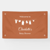 Rust minimalistisch genderneutraal Baby shower Spandoek (Horizontaal)
