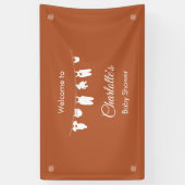 Rust minimalistisch genderneutraal Baby shower Spandoek (Verticaal)