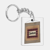 Rust Minimalistisch Simplify Woord Kunstbord Sleutelhanger (Voorkant Links)
