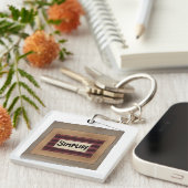 Rust Minimalistisch Simplify Woord Kunstbord Sleutelhanger (Voorkant Rechts)