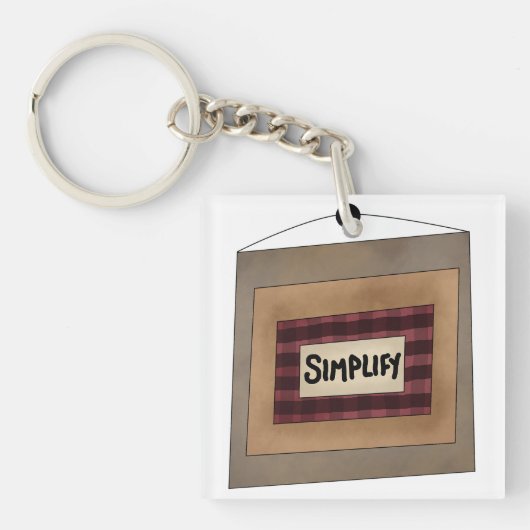 Rust Minimalistisch Simplify Woord Kunstbord Sleutelhanger (Voorkant)