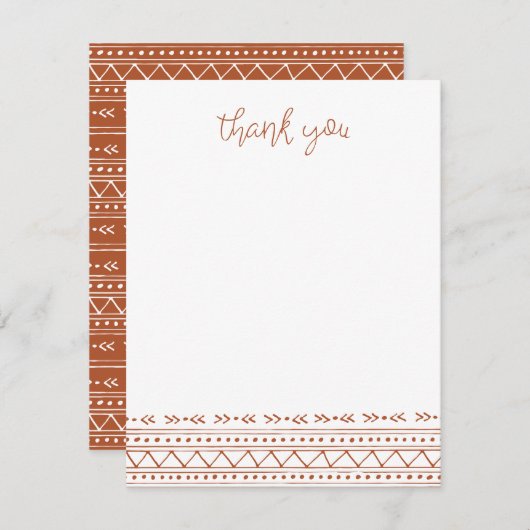 Rust Modern Boho Bedankt Notitiekaartje (Voorkant / Achterkant)