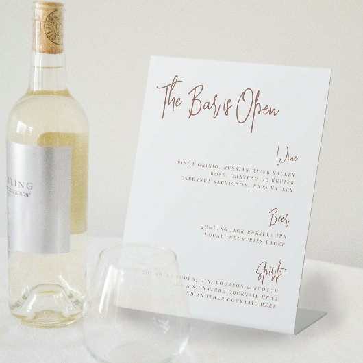 Rust | Modern handgeschreven menu Script Bar Reclamebord Met Voetstuk