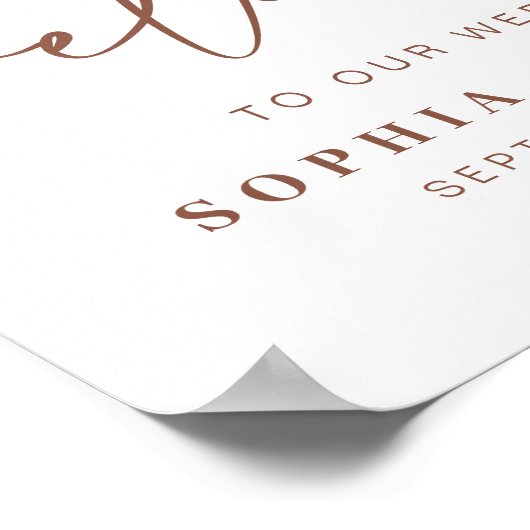 Rust | Modern handgeschreven Welkomstbord voor bru Poster (Hoek)