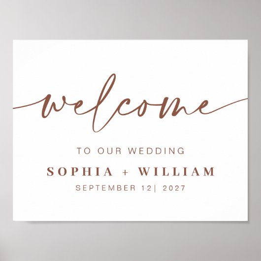 Rust | Modern handgeschreven Welkomstbord voor bru Poster (Voorkant)