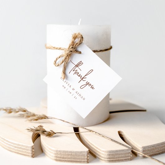 Rust | Moderne handgeschreven bruiloft met handsch Bedankjes Labels