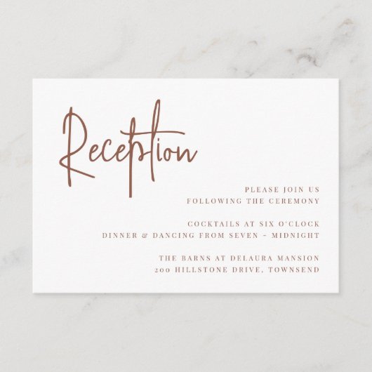 Rust | Moderne handgeschreven bruiloft met handsch Informatiekaartje (Voorkant)