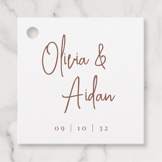 Rust | Moderne handgeschreven bruiloft voor script Bedankjes Labels (Voorkant)