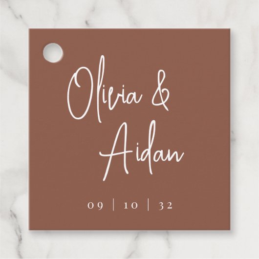 Rust | Moderne handgeschreven bruiloft voor script Bedankjes Labels (Voorkant)