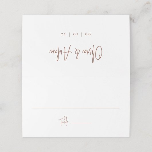 Rust | Moderne handgeschreven bruiloft voor script Plaatskaartje (Buitenkant ongevouwen)
