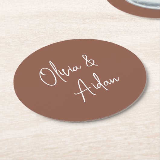 Rust | Moderne handgeschreven bruiloft voor script Ronde Kartonnen Onderzetter (Gebogen)