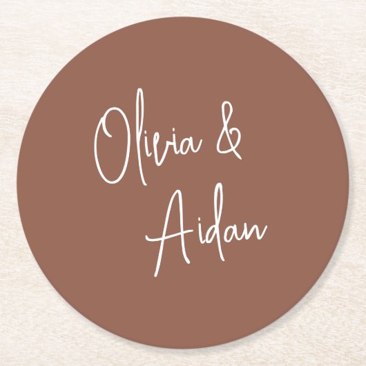 Rust | Moderne handgeschreven bruiloft voor script Ronde Kartonnen Onderzetter (Voorkant)