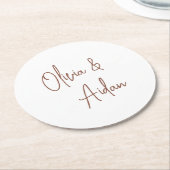 Rust | Moderne handgeschreven bruiloft voor script Ronde Kartonnen Onderzetter (Gebogen)