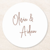 Rust | Moderne handgeschreven bruiloft voor script Ronde Kartonnen Onderzetter (Voorkant)