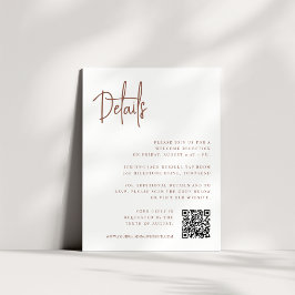 Rust | Moderne script All-in-One Wedding Details Informatiekaartje
