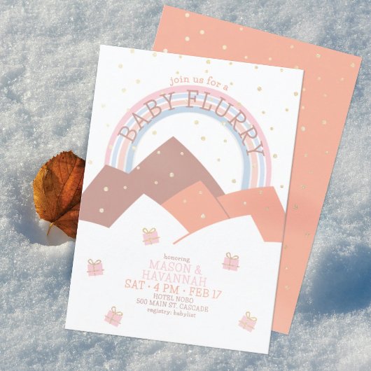 Rust Mountain Snow Flurry Baby shower uitnodiging