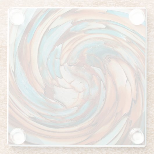 Rust N Blauw Abstracte Kunst Glazen Onderzetter (Achterkant)