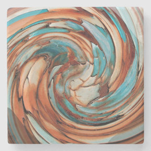 Rust N Blauw Abstracte Kunst Stenen Onderzetter