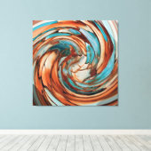 Rust N Blauwgroen Abstracte Dolfijn vs Eagle Canva Canvas Afdruk (Insitu (Houten vloer))