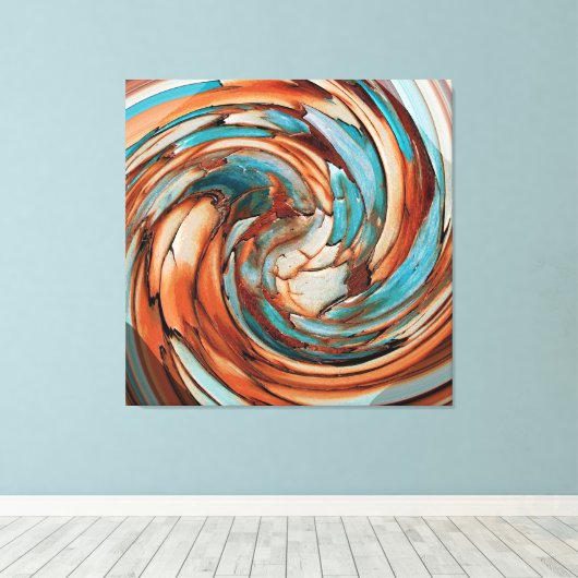 Rust N Blauwgroen Abstracte Dolfijn vs Eagle Canva Canvas Afdruk (Insitu (Houten vloer))