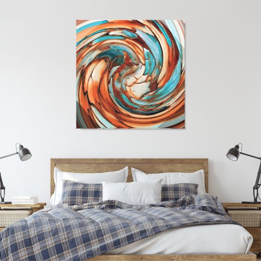 Rust N Blauwgroen Abstracte Dolfijn vs Eagle Canva Canvas Afdruk (Insitu (Slaapkamer))