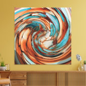 Rust N Blauwgroen Abstracte Dolfijn vs Eagle Canva Canvas Afdruk (Insitu (Woonkamer))