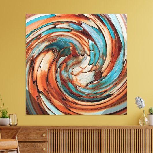 Rust N Blauwgroen Abstracte Dolfijn vs Eagle Canva Canvas Afdruk (Insitu (Woonkamer))