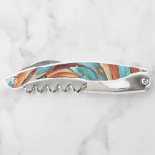 Rust N Blue Abstract Textured Art Kurkentrekker (Achterkant)