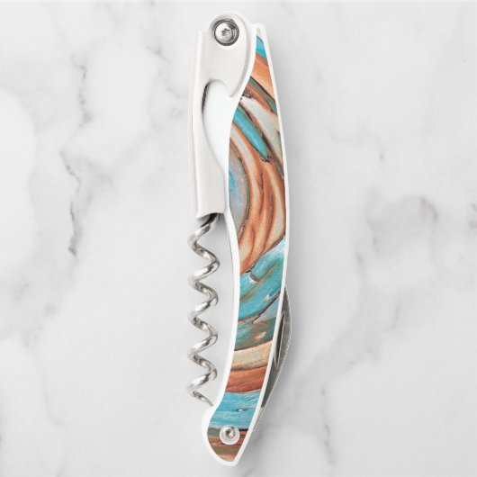 Rust N Blue Abstract Textured Art Kurkentrekker (Voorkant)