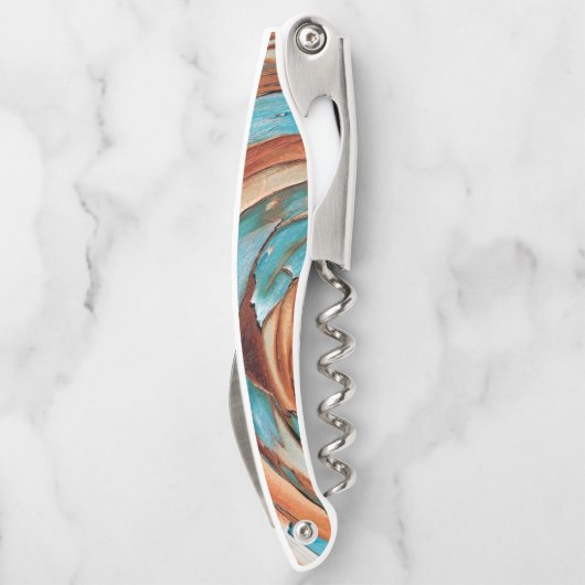 Rust N Blue Abstract Textured Art Kurkentrekker (Achterkant)