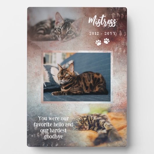 Rust & Navy Paws Favoriete Hallo Kat Foto Herdenki Fotoplaat (voorkant)