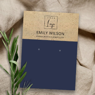 RUST NAVY TERRACOTTA TEXTURE LOGO EARING DISPLAY VISITEKAARTJE