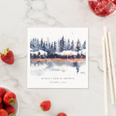 Rust Navy Winter Pine Forest Snow Vrijgezellenfees Servet (Insitu)