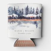 Rust Navy Winter Pine Forest Snow Wedding Blikjeskoeler (Voorkant)